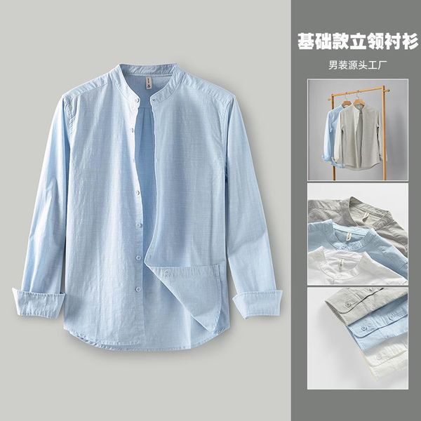 men's casual shirts long sleeve chinese stand collar shirt solid color basic, White;black
men's casual shirts long sleeve chinese stand collar shirt solid color basic, White;black