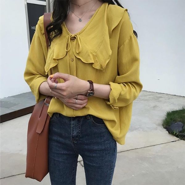 women summer casual elegant ruffled blouse blusas mujer de moda sweet fashion v-neck long sleeve blouses women's & shirts, White
women summer casual elegant ruffled blouse blusas mujer de moda sweet fashion v-neck long sleeve blouses women's & shirts, White