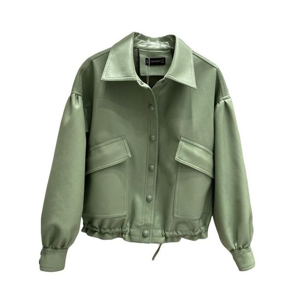 women's leather & faux pu autumn spring puff sleeve green small fresh short women jacket coats female, Black
women's leather & faux pu autumn spring puff sleeve green small fresh short women jacket coats female, Black
