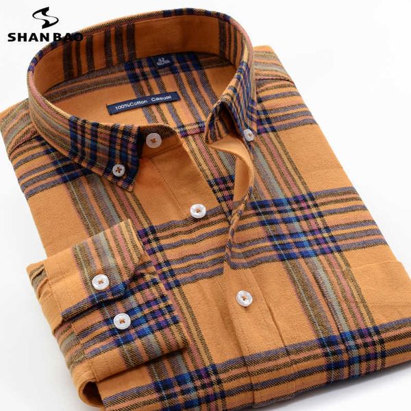 shan bao autumn winter thick warm 100% cotton shirt classic brand business casual men's loose plaid long-sleeved 210721, White;black
shan bao autumn winter thick warm 100% cotton shirt classic brand business casual men's loose plaid long-sleeved 210721, White;black