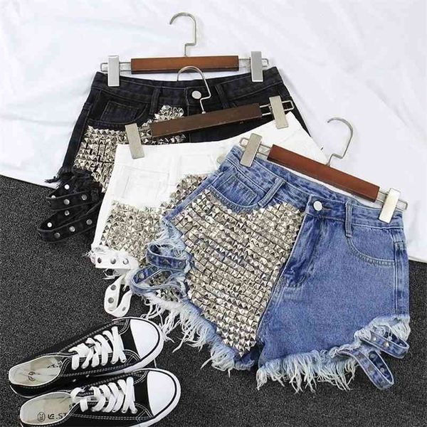 women's fashion brand vintage tassel rivet ripped high waisted short jeans punk woman denim shorts 210621, White;black
women's fashion brand vintage tassel rivet ripped high waisted short jeans punk woman denim shorts 210621, White;black