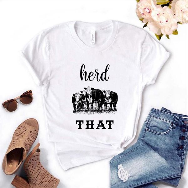 herd that cow cotton womens casual funny yong girl tee pm 30, White