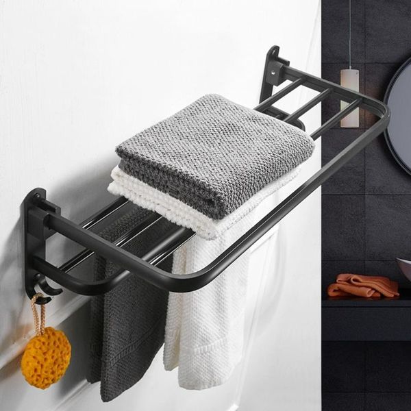 towel racks space aluminum black rack wall mounted folding holder storage shelf with hook bathroom shower room accessories
towel racks space aluminum black rack wall mounted folding holder storage shelf with hook bathroom shower room accessories