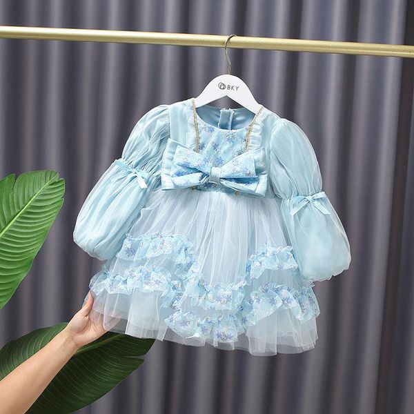 girl's dresses baby girls sweet bowknot tower dress fall blue gauze lantern sleeve princess kids clothes, Red;yellow 
girl's dresses baby girls sweet bowknot tower dress fall blue gauze lantern sleeve princess kids clothes, Red;yellow