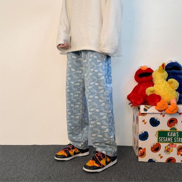 men's jeans spring tide brand retro tooling washed korean youth straight tube loose wide leg casual pants, Blue
men's jeans spring tide brand retro tooling washed korean youth straight tube loose wide leg casual pants, Blue
