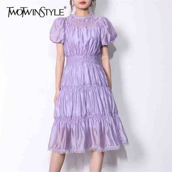 purple casual patchwork lace dress for women stand collar puff short sleeve high waist elegant dresses female 210520, Black;gray
purple casual patchwork lace dress for women stand collar puff short sleeve high waist elegant dresses female 210520, Black;gray
