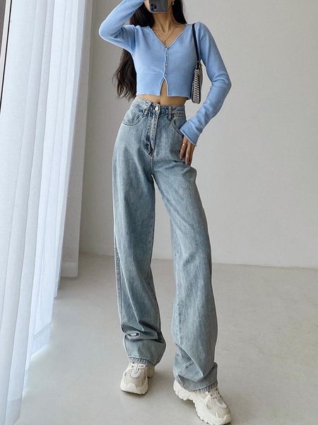 women's jeans womengaga autumn 2021 loose straight wide leg denim pants full length women cowboy pant solid color high waist yg4z, Blue
women's jeans womengaga autumn 2021 loose straight wide leg denim pants full length women cowboy pant solid color high waist yg4z, Blue
