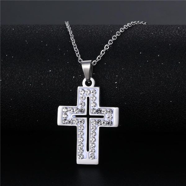 pendant necklaces punk women statement crystal jesus cross necklace hip hop stainless steel for femme christian jewelry, Silver
pendant necklaces punk women statement crystal jesus cross necklace hip hop stainless steel for femme christian jewelry, Silver