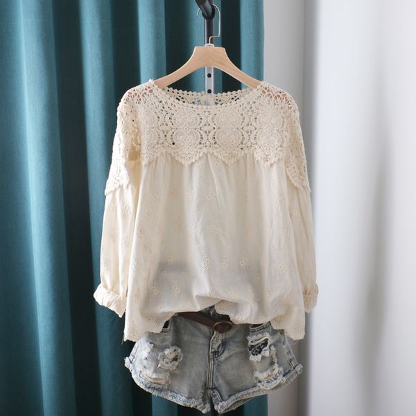 women's blouses & shirts lamtrip unique lace patchwork embroidery hollow out shirt blouse mori girl fbad, White
women's blouses & shirts lamtrip unique lace patchwork embroidery hollow out shirt blouse mori girl fbad, White
