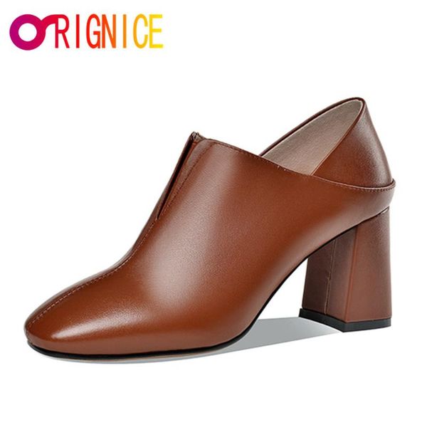 orignice concise genuine leather women pumps elegant square toe thick heels famale spring autumn office work shoes brown dress, Black
orignice concise genuine leather women pumps elegant square toe thick heels famale spring autumn office work shoes brown dress, Black