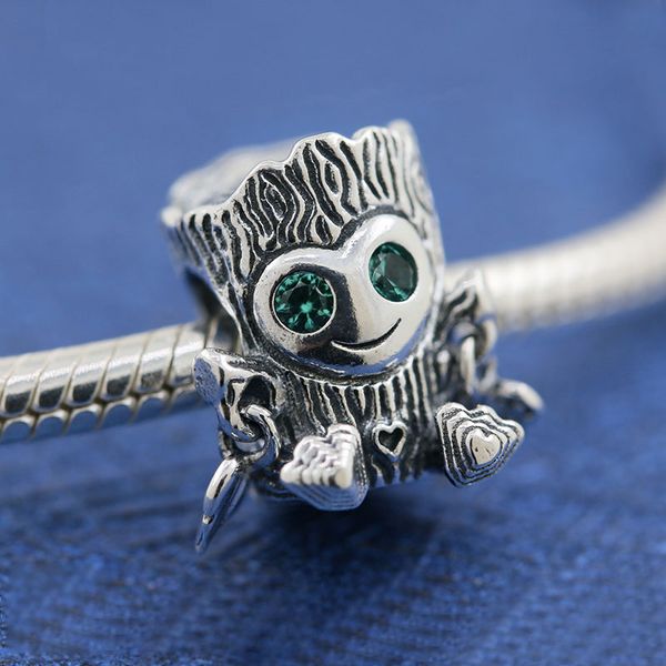 925 sterling silver sweet tree monster with green cz charm bead for european pandora style jewelry charm bracelets, Black
925 sterling silver sweet tree monster with green cz charm bead for european pandora style jewelry charm bracelets, Black
