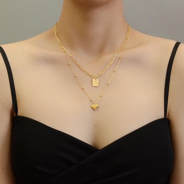 pendant necklaces elegant gold plated stainless steel love heart multi-layers for women jewelry,square necklace bead neck chains, Silver
pendant necklaces elegant gold plated stainless steel love heart multi-layers for women jewelry,square necklace bead neck chains, Silver