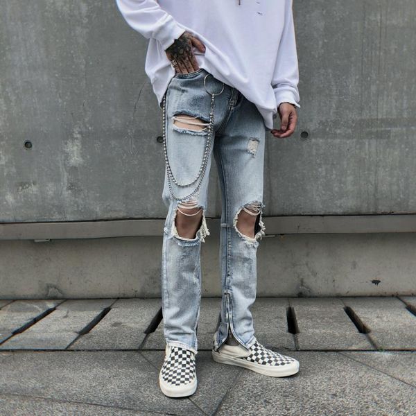 men's jeans icclek high street autumn ripped washed retro light color zipper trousers oversized bell bottom, Blue
men's jeans icclek high street autumn ripped washed retro light color zipper trousers oversized bell bottom, Blue