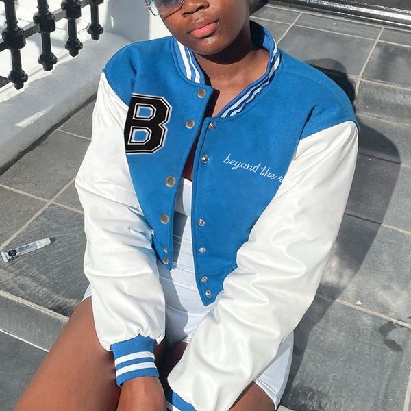 letter print varsity y2k color patchwork cropped baseball jacket for women 2021 autumn long sleeve loose short bomber jacket, Black;brown
letter print varsity y2k color patchwork cropped baseball jacket for women 2021 autumn long sleeve loose short bomber jacket, Black;brown