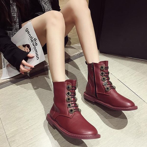 boots crystal rivets flat heels knight women lace-up round toe plush cotton botas solid leather motorcycle short ankle botines, Black
boots crystal rivets flat heels knight women lace-up round toe plush cotton botas solid leather motorcycle short ankle botines, Black