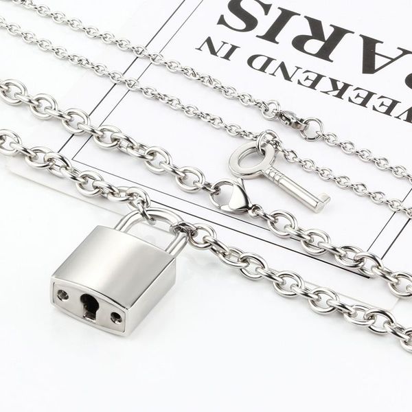 chains huiet stainless steel o-shaped cross chain necklace lockable key pendant set necklaces men women couple gifts fashion jewelry, Silver 
chains huiet stainless steel o-shaped cross chain necklace lockable key pendant set necklaces men women couple gifts fashion jewelry, Silver