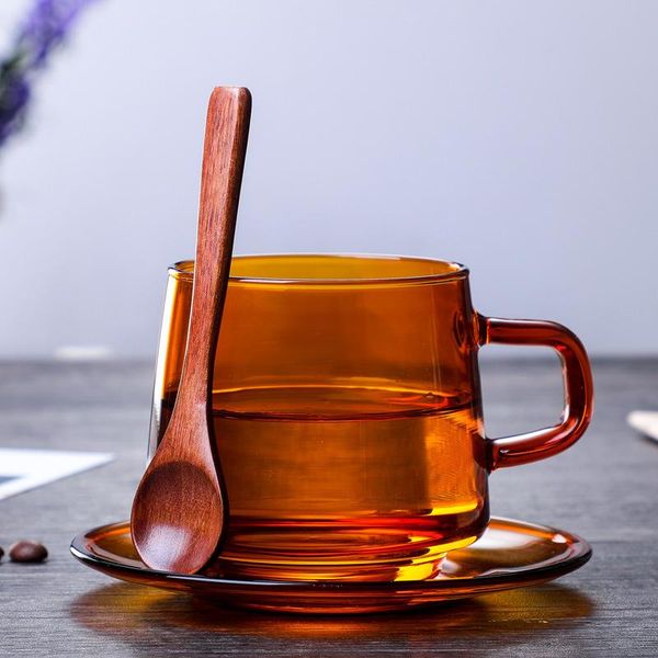 single layer / transparent glass cup creative coffee and saucer set heat-resistant domestic breakfast milk drinkware wine glasses
single layer / transparent glass cup creative coffee and saucer set heat-resistant domestic breakfast milk drinkware wine glasses