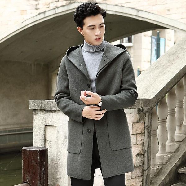 men's wool & blends spring coat hooded double-sided woolen long jacket men peacoat overcoat windbreaker abrigo hombre t-24-069 kj1388, Black
men's wool & blends spring coat hooded double-sided woolen long jacket men peacoat overcoat windbreaker abrigo hombre t-24-069 kj1388, Black
