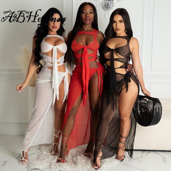 women's swimwear 2021 summer cover-ups women beach dress mesh see through vacation long dresses hollow out bandage club party vestidos, White;black
women's swimwear 2021 summer cover-ups women beach dress mesh see through vacation long dresses hollow out bandage club party vestidos, White;black