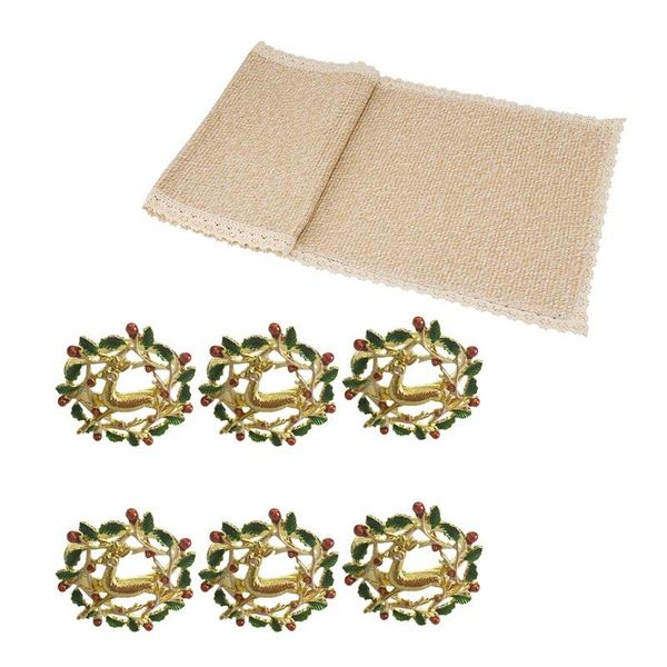 pcs napkin ring golden elk & 1 beige lace table runners,tea linen (12wx82inch l) rings
pcs napkin ring golden elk & 1 beige lace table runners,tea linen (12wx82inch l) rings
