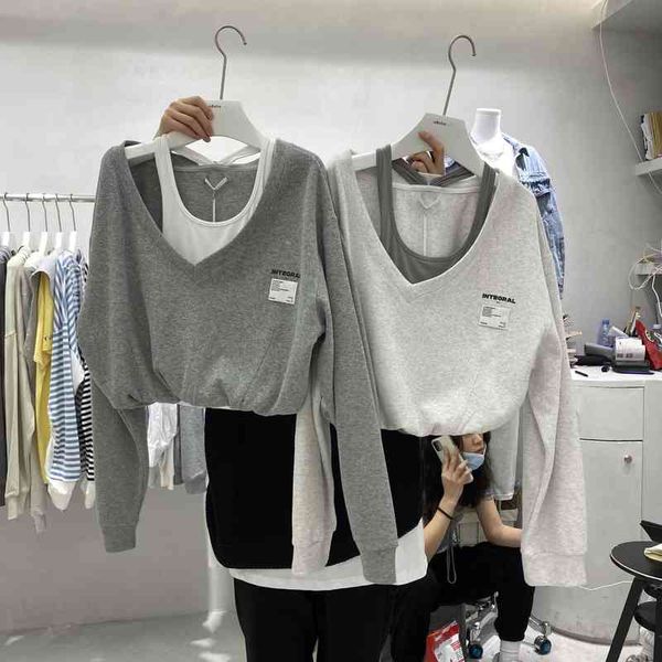 men's hoodies & sweatshirts one pieces sweatshirt women spring halter collar camisole+v neck loose oversized sportswear outer streetwea, Black
men's hoodies & sweatshirts one pieces sweatshirt women spring halter collar camisole+v neck loose oversized sportswear outer streetwea, Black
