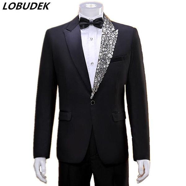 men's formal tuxedo suits sparkly rhinestones black blazer+pants 2-pieces set male groom wedding prom host slim suit & blazers, White;black
men's formal tuxedo suits sparkly rhinestones black blazer+pants 2-pieces set male groom wedding prom host slim suit & blazers, White;black