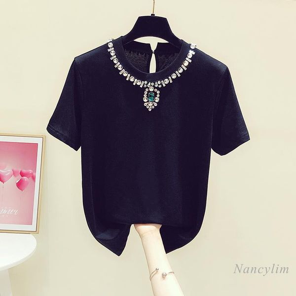 women's diamond round neck short sleeve t-shirt female 2021 summer clothing korean style casual slimming all-match top, White
women's diamond round neck short sleeve t-shirt female 2021 summer clothing korean style casual slimming all-match top, White