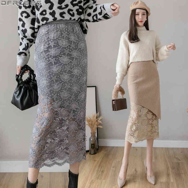 casual dresses splicing lace mesh skirt women autumn winter knitted s both sides can wear bodycon pencil elastic waist saia midi r, Black;gray
casual dresses splicing lace mesh skirt women autumn winter knitted s both sides can wear bodycon pencil elastic waist saia midi r, Black;gray