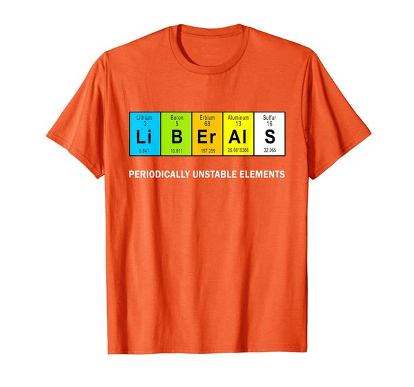 "periodically unstable elements" anti liberal conservative t-shirt, White;black
"periodically unstable elements" anti liberal conservative t-shirt, White;black