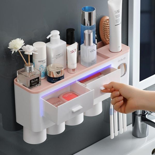 toothbrush holders holder automatic toothpaste dispenser wall mount toiletries storage rack bathroom accessories set with magnetic cup
toothbrush holders holder automatic toothpaste dispenser wall mount toiletries storage rack bathroom accessories set with magnetic cup