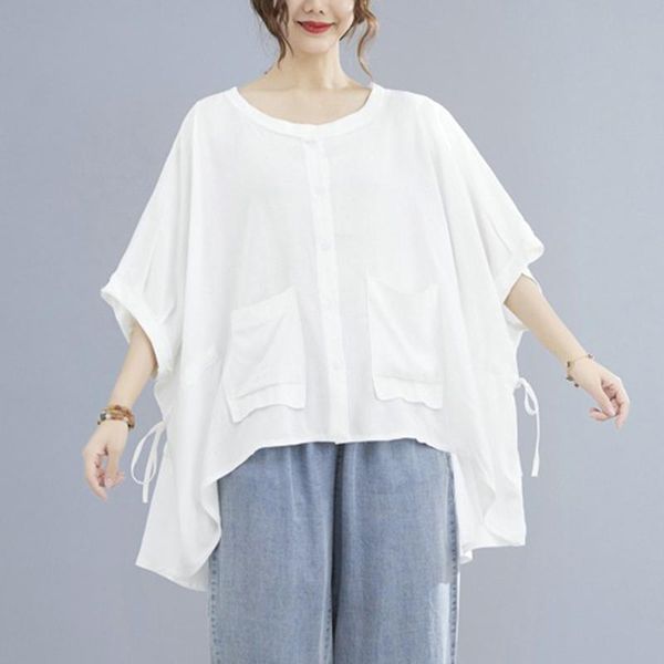 women's blouses & shirts johnature women cotton linen o-neck short sleeve pocket button blouse 2021 summer drawstring loose casual, White
women's blouses & shirts johnature women cotton linen o-neck short sleeve pocket button blouse 2021 summer drawstring loose casual, White