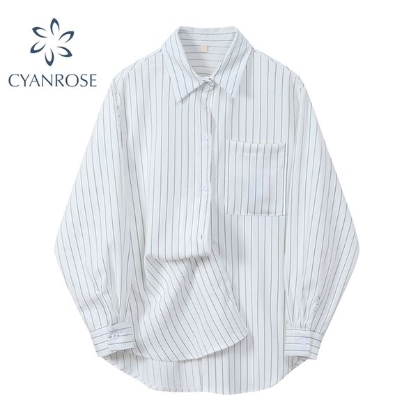 pocket striped white blouses women's spring summer long sleeve shirts korean bf streetwear harajuku ol casual blusas 210430
pocket striped white blouses women's spring summer long sleeve shirts korean bf streetwear harajuku ol casual blusas 210430
