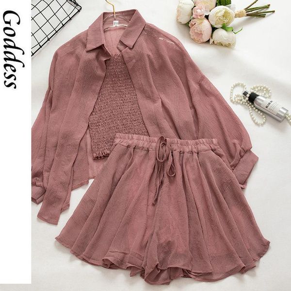 women's tracksuits fashion summer suit korean style wrapped chest strap high waist wide leg shorts chiffon sunscreen three-piece, Gray
women's tracksuits fashion summer suit korean style wrapped chest strap high waist wide leg shorts chiffon sunscreen three-piece, Gray