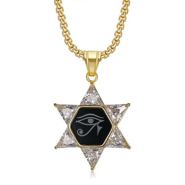 pendant necklaces hip hop eye of horus star david necklace for men gold color stainless steel israel jewish iced out bling jewelry, Silver
pendant necklaces hip hop eye of horus star david necklace for men gold color stainless steel israel jewish iced out bling jewelry, Silver