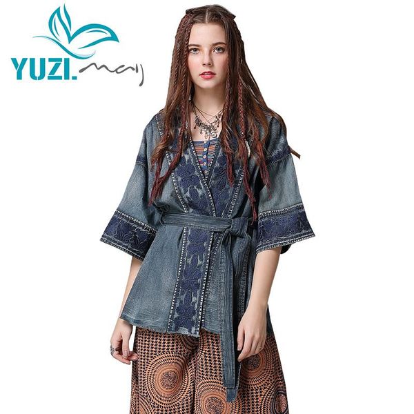 women's jackets denim jacket for women 2021 yuzi.may boho coat female v-neck half sleeve flower embroidery belted casaco feminino b9257, Black;brown
women's jackets denim jacket for women 2021 yuzi.may boho coat female v-neck half sleeve flower embroidery belted casaco feminino b9257, Black;brown