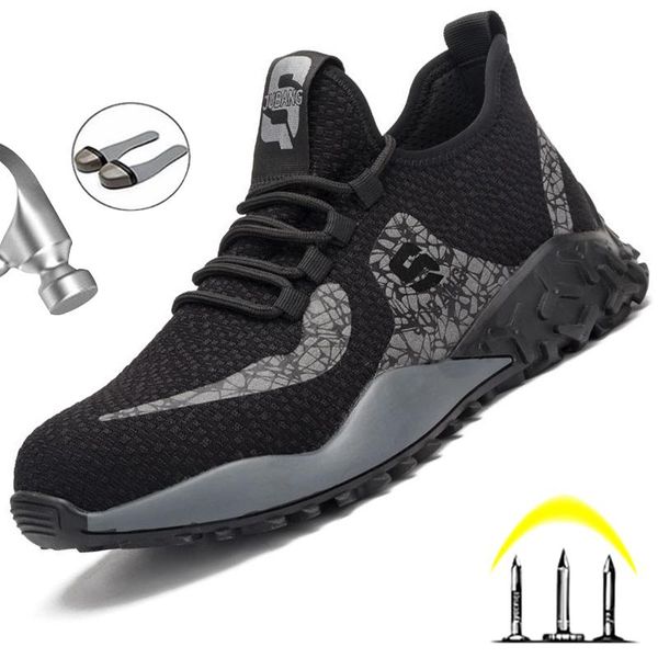 boots breathable men's safety shoes with steel toe cap casual work puncture-proof sneakers male, Black
boots breathable men's safety shoes with steel toe cap casual work puncture-proof sneakers male, Black