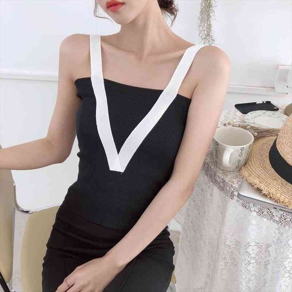 summer knitting solid cropped womens cami sleeveless tee shirts girls knitwear patchwork v straps, White
summer knitting solid cropped womens cami sleeveless tee shirts girls knitwear patchwork v straps, White