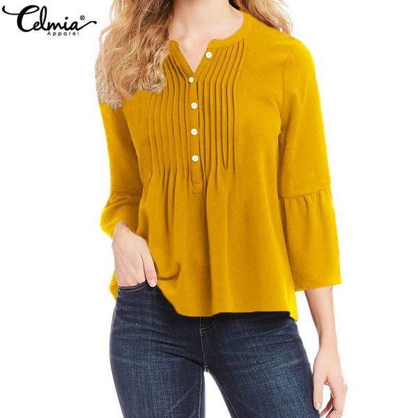 women's blouses & shirts celmia women blouse 2021 summer ladies flare sleeve solid casual loose elegant ruffles shirt plus size blusas, White
women's blouses & shirts celmia women blouse 2021 summer ladies flare sleeve solid casual loose elegant ruffles shirt plus size blusas, White