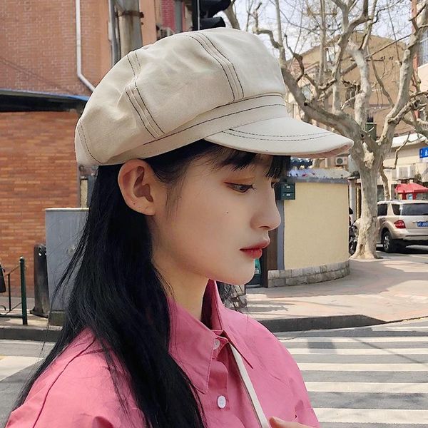spring and summer octagonal hat korean solid color painter short brim cap women's fashion belle berets, Blue;gray
spring and summer octagonal hat korean solid color painter short brim cap women's fashion belle berets, Blue;gray