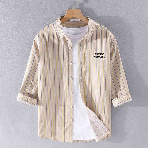 men's t-shirts summer three-quarter sleeved 100% cotton brand fashion stripe shirt for men casual shirts male overhemd camiseta 64q4, White;black
men's t-shirts summer three-quarter sleeved 100% cotton brand fashion stripe shirt for men casual shirts male overhemd camiseta 64q4, White;black