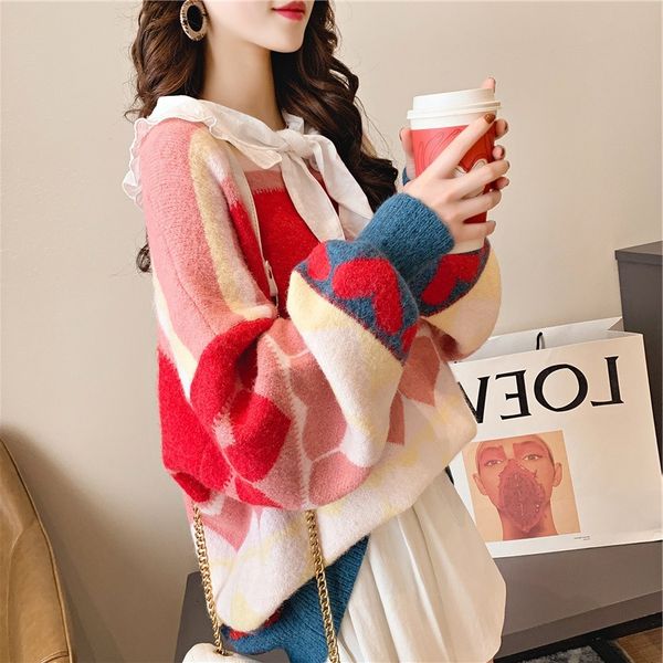 sweater knit small fresh very fairy loose round neck women's pullover autumn and winter exotic sweet long sleeved, White;black
sweater knit small fresh very fairy loose round neck women's pullover autumn and winter exotic sweet long sleeved, White;black