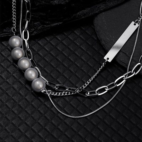 chains pearl stitching necklace men and women tide cool multi-layered stacked cold wind collarbone chain summer light luxury niche, Silver
chains pearl stitching necklace men and women tide cool multi-layered stacked cold wind collarbone chain summer light luxury niche, Silver