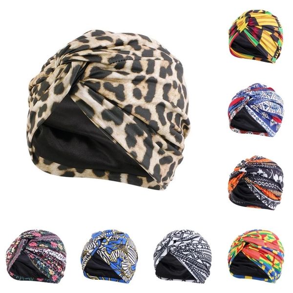 beanies boho printed cross knot headscarf hats africa muslim women soft leopard wrappeds turban caps headwear, Blue;gray 
beanies boho printed cross knot headscarf hats africa muslim women soft leopard wrappeds turban caps headwear, Blue;gray
