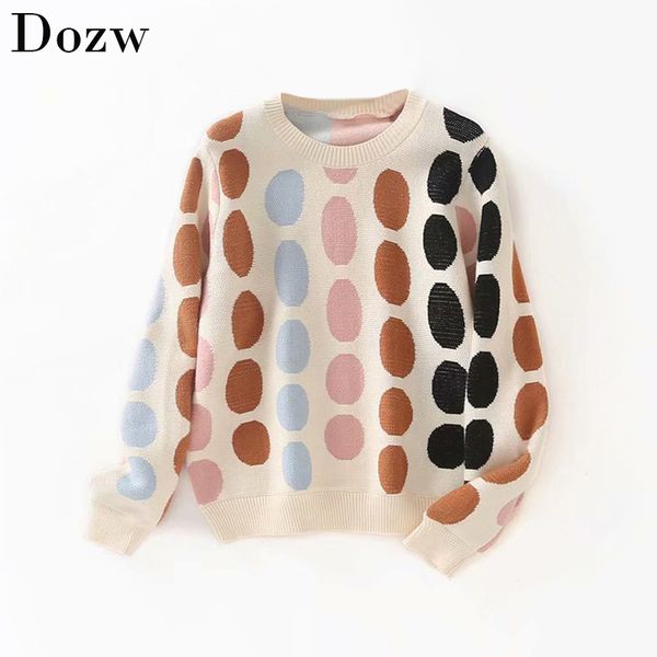 casual colorful polka dot knitted pullover women warm sweater loose o neck long sleeve print knit female jumper winter 210414, White;black
casual colorful polka dot knitted pullover women warm sweater loose o neck long sleeve print knit female jumper winter 210414, White;black