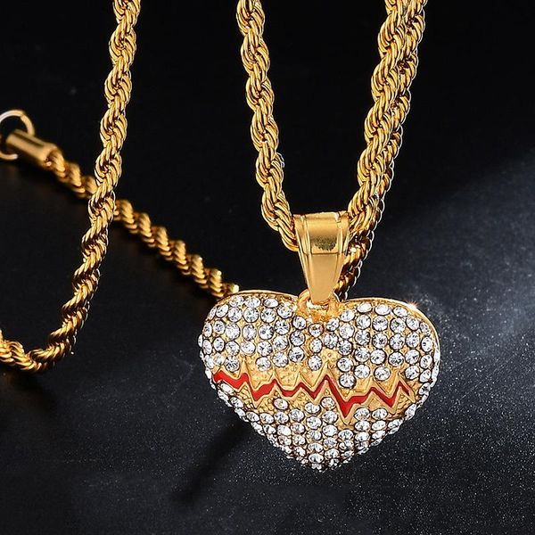 pendant necklaces fashion punk hip hop iced jewelry titanium steel gold-plated water drill paint heart chain necklace lover gift collier, Silver
pendant necklaces fashion punk hip hop iced jewelry titanium steel gold-plated water drill paint heart chain necklace lover gift collier, Silver
