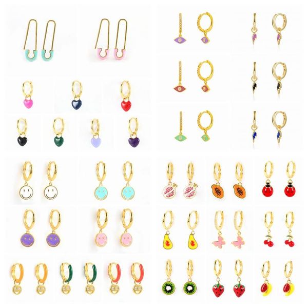 hoop & huggie 925 sterling silver love smile fruits dangle charm drop earring pendientes circle loops piercing earrings colourful jewerly, Golden;silver
hoop & huggie 925 sterling silver love smile fruits dangle charm drop earring pendientes circle loops piercing earrings colourful jewerly, Golden;silver