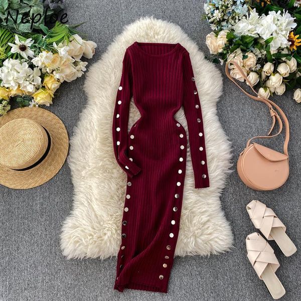 casual dresses neploe solid color chic exquisite button women autumn winter 2021 elegant slim waist vestidos o-neck knitted dress, Black;gray
casual dresses neploe solid color chic exquisite button women autumn winter 2021 elegant slim waist vestidos o-neck knitted dress, Black;gray