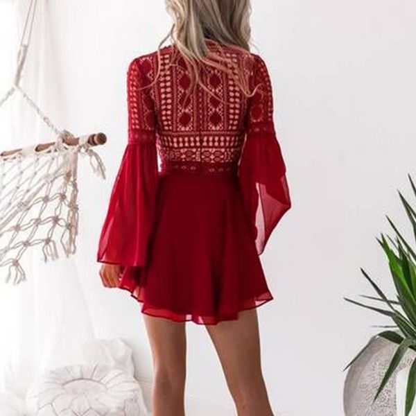 2021midi night club dress lace v-neck mini dress 2021 summer flare sleeve chiffon elegant women hollow out party dresses, Black;gray
2021midi night club dress lace v-neck mini dress 2021 summer flare sleeve chiffon elegant women hollow out party dresses, Black;gray