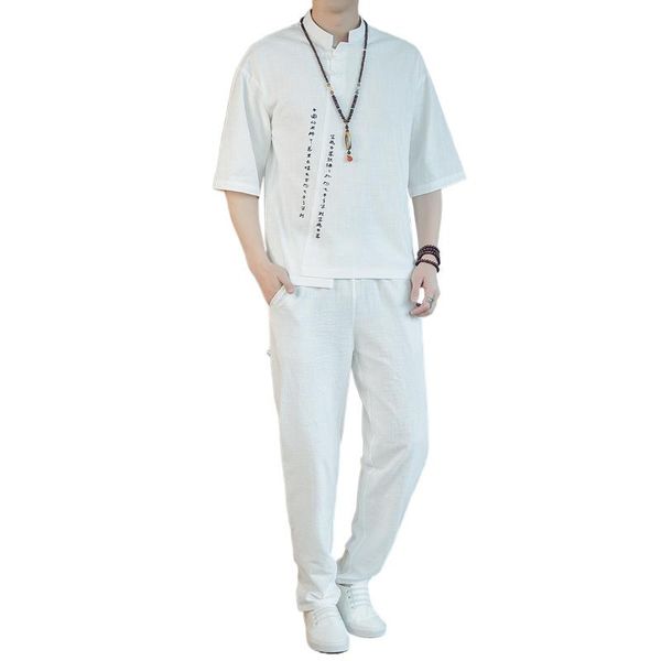 chinese style retro men casual 2piece set summer loose comfortable male embroidered cotton and linen t-shirt lace-up trouser men's trac, Gray
chinese style retro men casual 2piece set summer loose comfortable male embroidered cotton and linen t-shirt lace-up trouser men's trac, Gray