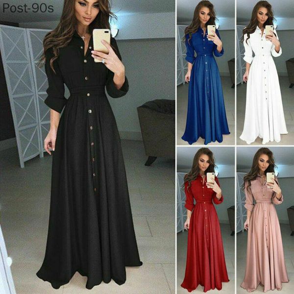 casual dresses autumn fashion womens ladies high waist solid botton belt pocket long sleeve boho evening party bodycon maxi summer dress, Black;gray
casual dresses autumn fashion womens ladies high waist solid botton belt pocket long sleeve boho evening party bodycon maxi summer dress, Black;gray